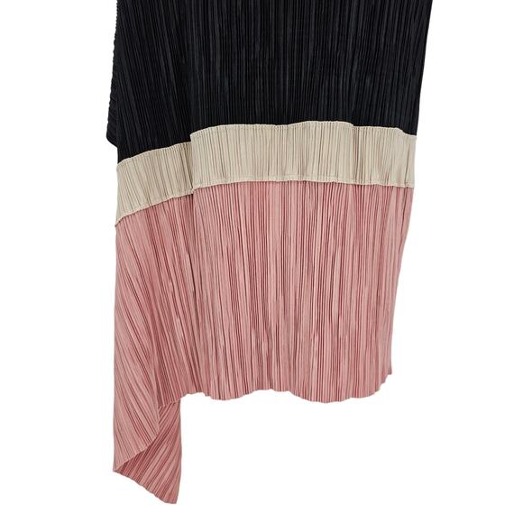 Alfani Womans size PS Asymmetric Pleated ColorBlock Midi Skirt Artsy Black NEW - Picture 2 of 8